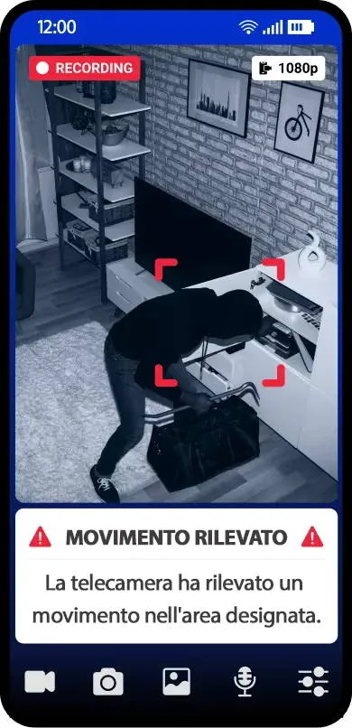Alkalmazás képernyője érzékelt mozgásról szóló értesítéssel